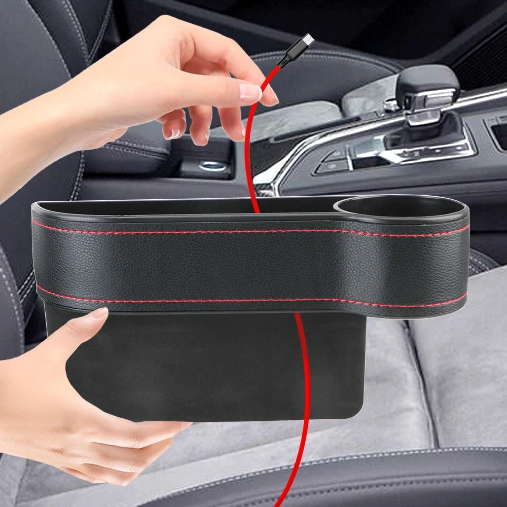 Leather Car Seat Gap Storage Box - Universal Seat Gap Slit Box (Set of 2)