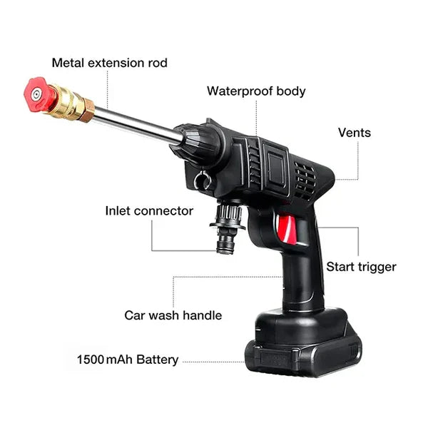 Automatic Cordless Wireless Car Wash Spray Gun High Pressure 48v Lithium Water Jet