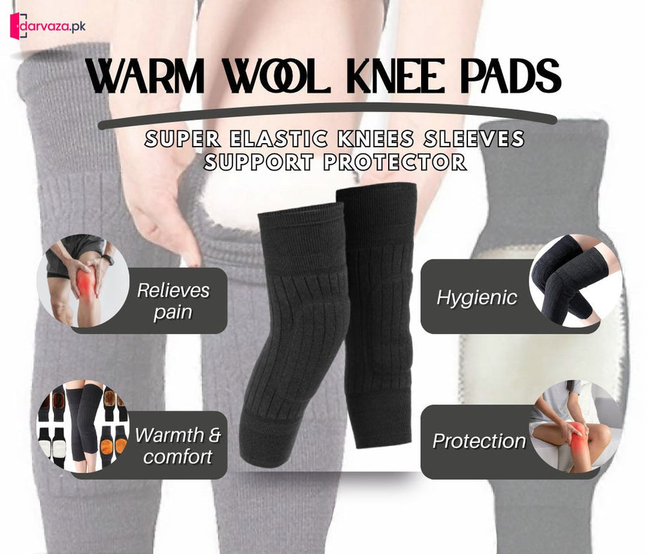 2 Pcs Warm Wool Knee Pads
